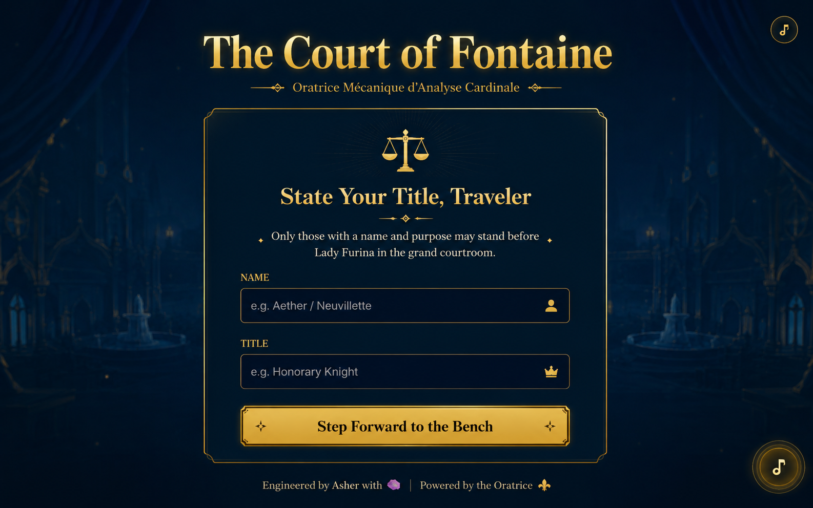 Furina Court Interactive UI